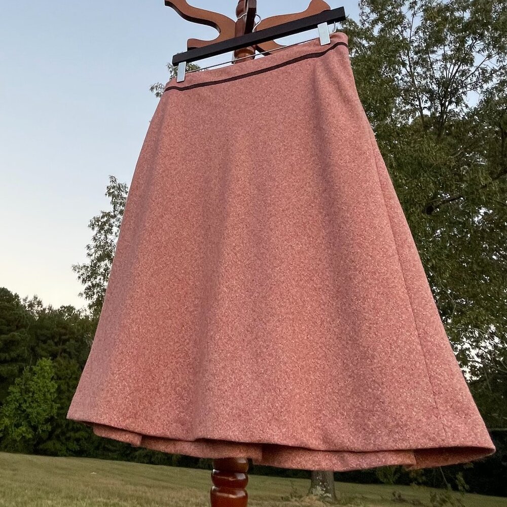 Women's Ann Taylor Size 8 Lined Pink/Burgundy Tweed Pleated A-Line Skirt